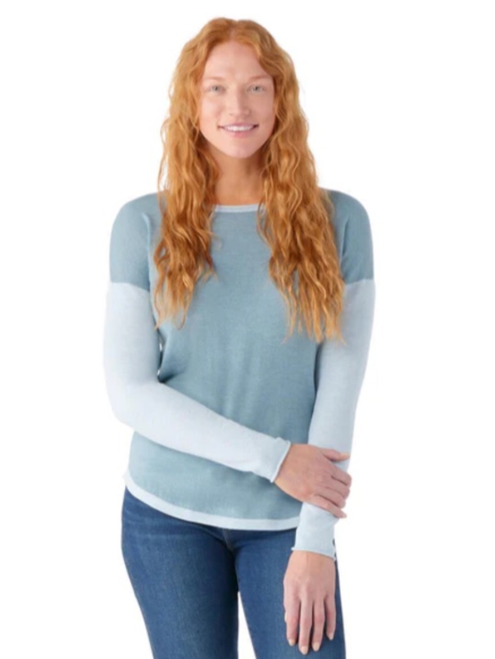Smartwool Shadow Pine Colorblock Blue Crewneck Sweater